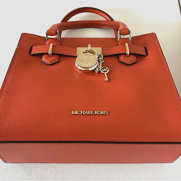 New Michael Kors Hamilton Small Leather Satchel Red Clay - Picture 4 of 7